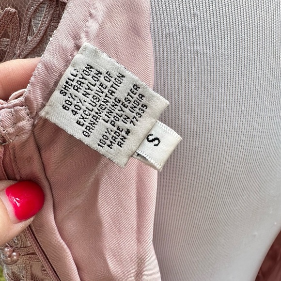 Scala Beaded Soutache Lace Gown Maxi Dress Pale Baby Pink Small Sleeveless - Picture 14 of 17